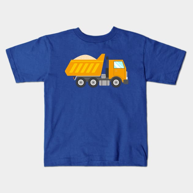 Yellow Dump Truck Kids T-Shirt by vladocar